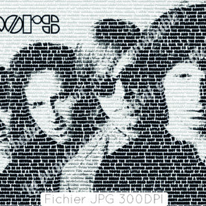 Póster imprimible Jim Morrison y The Doors con títulos de canciones