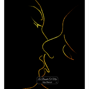 Póster El Beso, dibujo minimalista de una pareja besándose